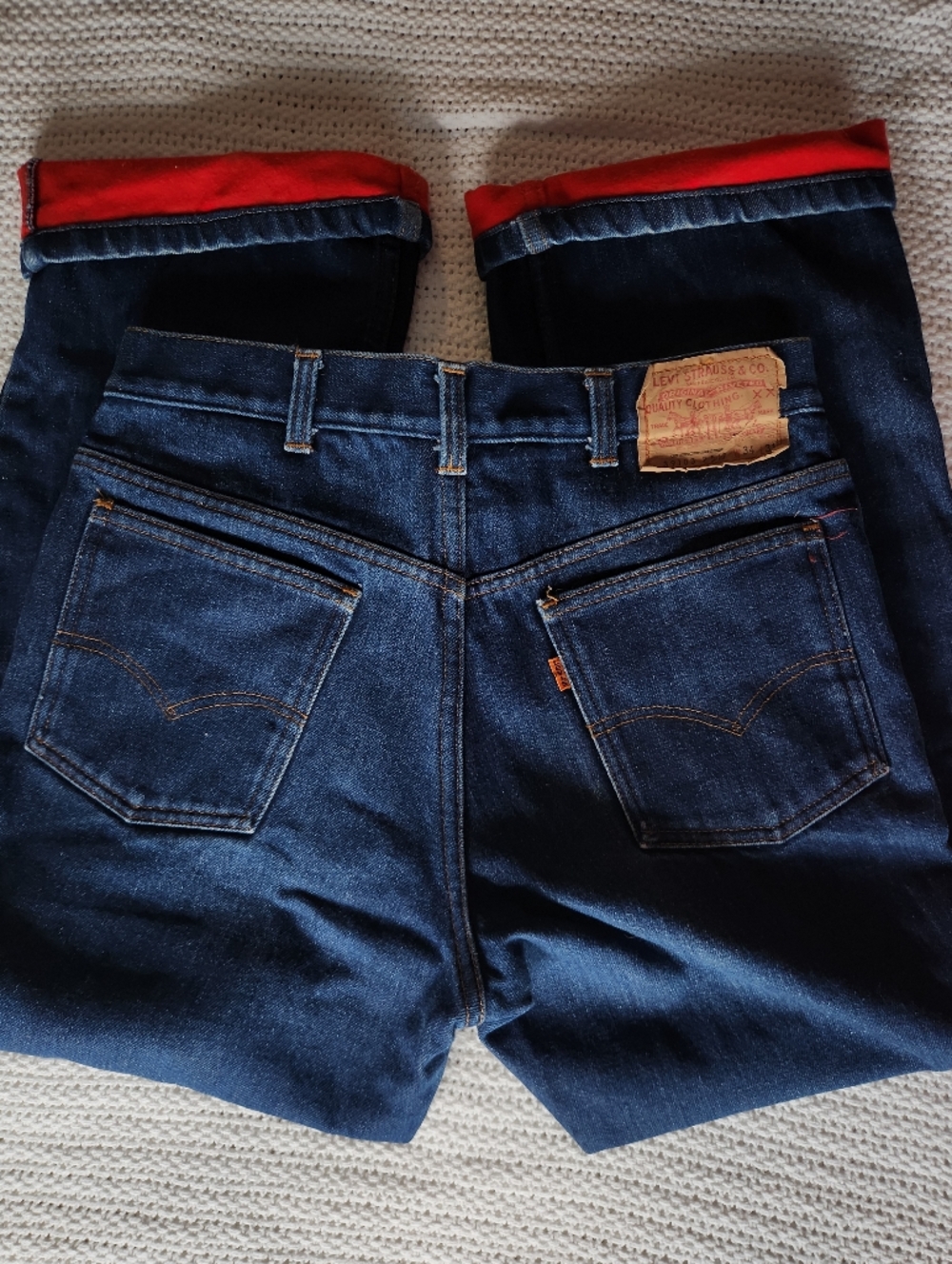 Vintage Levi's - 1980s Orange Tab Fleece Lined Denim Jeans - Size 34
